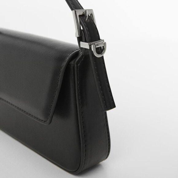 Mango Black Double Strap Bag With Flap/NWT - Picture 3 of 15